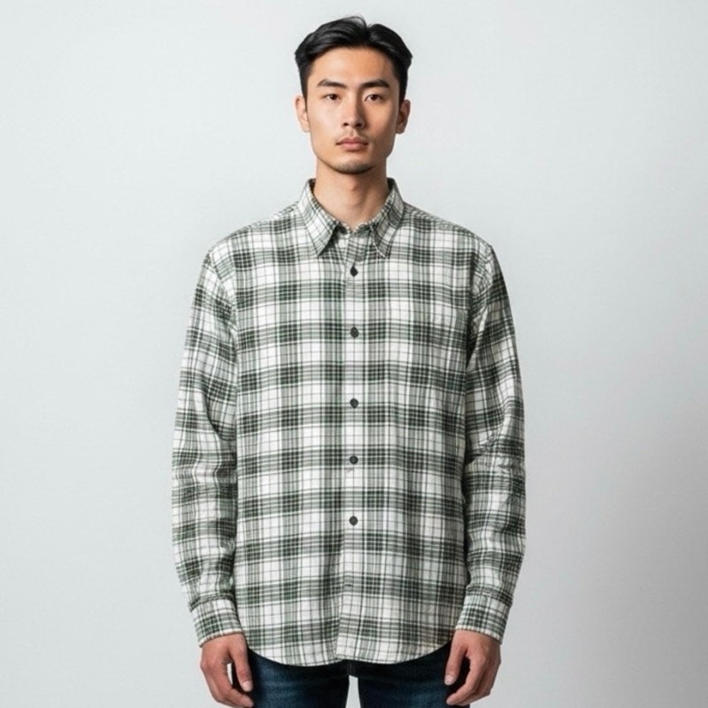 Ralph‎ Lauren Denim & Supply Green Brown Plaid Check Long Sleeve Button Down - L